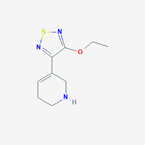 molecular formula C9H13N3OS B141855 Pyridine, 3-(4-ethoxy-1,2,5-thiadiazol-3-yl)-1,2,5,6-tetrahydro-(9CI) CAS No. 159059-10-6