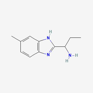 molecular formula C11H15N3 B1418550 1-(5-甲基-1H-苯并咪唑-2-基)丙-1-胺 CAS No. 884504-85-2