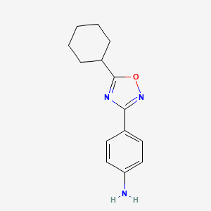 molecular formula C14H17N3O B1418565 4-(5-Cyclohexyl-1,2,4-oxadiazol-3-YL)aniline CAS No. 96898-79-2