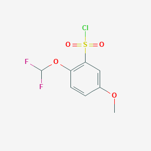 molecular formula C8H7ClF2O4S B1418584 2-(Difluoromethoxy)-5-methoxybenzene-1-sulfonyl chloride CAS No. 1154355-35-7