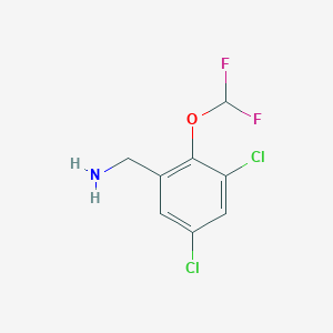 molecular formula C8H7Cl2F2NO B1418592 [3,5-Dichloro-2-(difluoromethoxy)phenyl]methanamine CAS No. 1152996-33-2