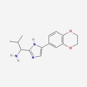 molecular formula C15H19N3O2 B1418613 1-[4-(2,3-dihydro-1,4-benzodioxin-6-yl)-1H-imidazol-2-yl]-2-methylpropan-1-amine CAS No. 1155459-46-3