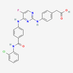 B1418651 2-(4-(4-(4-(2-Chlorophenylcarbamoyl)phenylamino)-5-fluoropyrimidin-2-ylamino)phenyl)acetic acid CAS No. 1158838-42-6