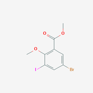 molecular formula C9H8BrIO3 B1418652 Methyl 5-bromo-3-iodo-2-methoxybenzenecarboxylate CAS No. 1155261-81-6