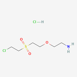 molecular formula C6H15Cl2NO3S B1418653 Ethanamine, 2-[2-[(2-chloroethyl)sulfonyl]ethoxy]-, hydrochloride CAS No. 98231-71-1