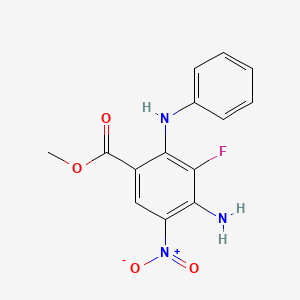molecular formula C14H12FN3O4 B1418679 Methyl 4-amino-3-fluoro-5-nitro-2-(phenylamino)benzoate CAS No. 606093-58-7