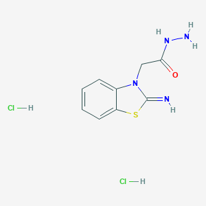 molecular formula C9H12Cl2N4OS B141871 3(2H)-Benzothiazoleacetic acid, 2-imino-, hydrazide, dihydrochloride CAS No. 130366-23-3