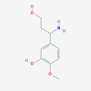 molecular formula C10H15NO3 B1418714 5-(1-Amino-3-hydroxypropyl)-2-methoxyphenol CAS No. 886366-32-1