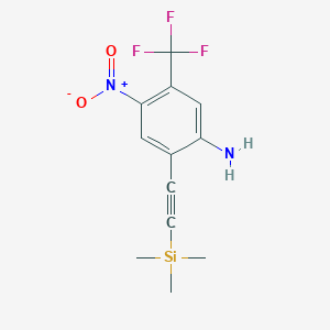 molecular formula C12H13F3N2O2Si B1418750 4-Nitro-5-(trifluoromethyl)-2-[2-(trimethylsilyl)ethynyl]phenylamine CAS No. 1186405-13-9