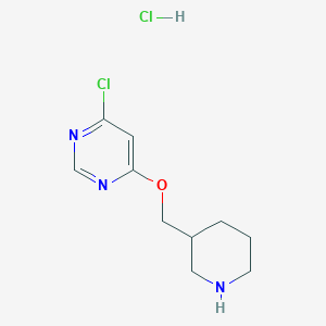 molecular formula C10H15Cl2N3O B1418759 4-Chloro-6-(3-piperidinylmethoxy)pyrimidine hydrochloride CAS No. 1185309-95-8