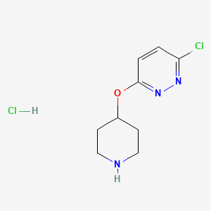 molecular formula C9H13Cl2N3O B1418760 3-Chloro-6-(piperidin-4-yloxy)pyridazine hydrochloride CAS No. 1185307-15-6
