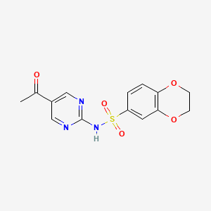 molecular formula C14H13N3O5S B14187913 N-(5-Acetylpyrimidin-2-yl)-2,3-dihydro-1,4-benzodioxine-6-sulfonamide CAS No. 923034-29-1