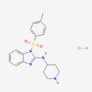 molecular formula C19H23ClN4O2S B1418804 N-(Piperidin-4-yl)-1-tosyl-1H-benzo[d]imidazol-2-amine hydrochloride CAS No. 1185309-92-5