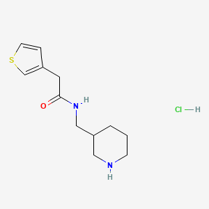molecular formula C12H19ClN2OS B1418810 N-(Piperidin-3-ylmethyl)-2-(thiophen-3-yl)acetamide hydrochloride CAS No. 1185319-57-6