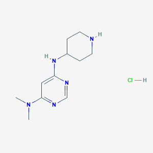 molecular formula C11H20ClN5 B1418812 N4,N4-dimethyl-N6-(piperidin-4-yl)pyrimidine-4,6-diamine hydrochloride CAS No. 1185320-13-1