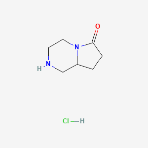 molecular formula C7H13ClN2O B1418816 Hexahydropyrrolo[1,2-a]pyrazin-6(2H)-one hydrochloride CAS No. 1187385-53-0