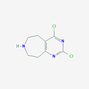 molecular formula C8H9Cl2N3 B1418820 2,4-二氯-6,7,8,9-四氢-5H-嘧啶并[4,5-d]氮杂环庚烷 CAS No. 635698-50-9