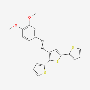 molecular formula C22H18O2S3 B14188511 3-[2-(3,4-Dimethoxyphenyl)ethenyl]-2,5-dithiophen-2-ylthiophene CAS No. 838871-64-0