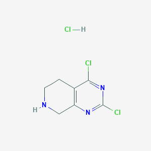 molecular formula C7H8Cl3N3 B1418869 2,4-Dichloro-5,6,7,8-tetrahydropyrido[3,4-d]pyrimidine hydrochloride CAS No. 1187830-76-7