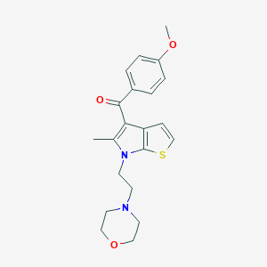 molecular formula C27H28N2O3S B141887 4-Methoxyphenyl-(5-methyl-6-(2-(4-morpholinyl)ethyl)-6H-thieno(2,3-b)pyrrol-4-yl)phenylmethanone CAS No. 134327-81-4
