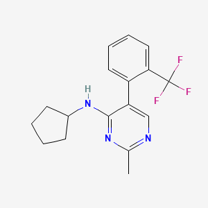 molecular formula C17H18F3N3 B14188943 N-Cyclopentyl-2-methyl-5-(2-(trifluoromethyl)phenyl)pyrimidin-4-amine CAS No. 917896-14-1