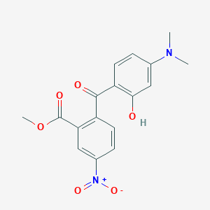 molecular formula C17H16N2O6 B014189 4-Dimethylamino-2-hydroxy-2'-methoxycarbonyl-4'-nitrobenzophenone CAS No. 159435-03-7