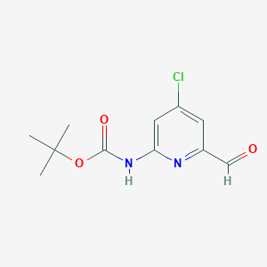 molecular formula C11H13ClN2O3 B14189064 Tert-butyl 4-chloro-6-formylpyridin-2-ylcarbamate 