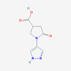 molecular formula C8H9N3O3 B1418940 5-oxo-1-(1H-pyrazol-4-yl)pyrrolidine-3-carboxylic acid CAS No. 1156167-68-8