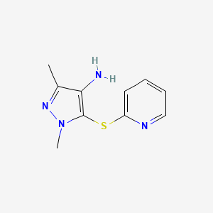 molecular formula C10H12N4S B1418957 1,3-二甲基-5-(吡啶-2-基硫基)-1H-吡唑-4-胺 CAS No. 1157093-59-8