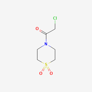 molecular formula C6H10ClNO3S B1418975 4-(2-Chloroacetyl)-1-thiomorpholine-1,1-dione CAS No. 1107645-55-5