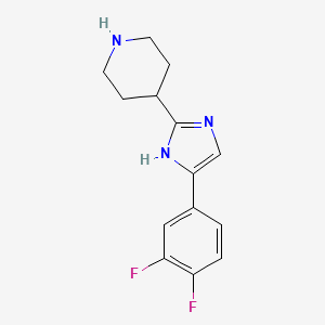 molecular formula C14H15F2N3 B1418990 4-[5-(3,4-difluorophenyl)-1H-imidazol-2-yl]piperidine CAS No. 1082950-39-7