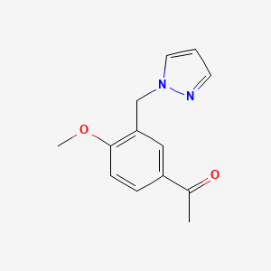 molecular formula C13H14N2O2 B1419013 1-[4-methoxy-3-(1H-pyrazol-1-ylmethyl)phenyl]ethan-1-one CAS No. 1157748-17-8