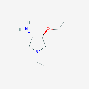 molecular formula C8H18N2O B1419024 trans-4-Ethoxy-1-ethyl-3-pyrrolidinamine CAS No. 1212212-82-2