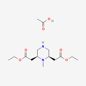 molecular formula C15H28N2O6 B1419032 cis-(6-Ethoxycarbonylmethyl-1-methylpiperazin-2-yl)acetic acid ethyl ester acetate CAS No. 1149624-33-8