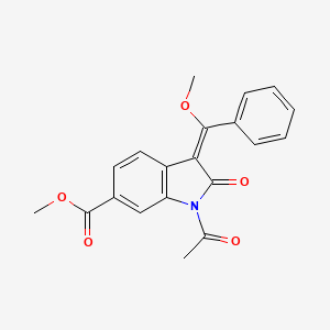 molecular formula C20H17NO5 B1419034 (E)-methyl 1-acetyl-3-(methoxy(phenyl)methylene)-2-oxoindoline-6-carboxylate CAS No. 1168152-07-5