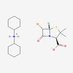 molecular formula C20H33BrN2O3S B1419039 Dicyclohexylammonium (2S-(2alpha,5alpha,6beta))-6-bromo-3,3-dimethyl-7-oxo-4-thia-1-azabicyclo(3.2.0)heptane-2-carboxylate CAS No. 77442-41-2