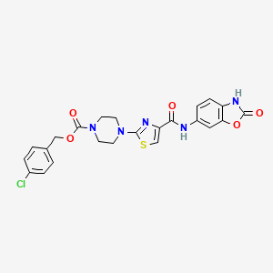 4-Chlorobenzyl 4-(4-((2-oxo-2,3-dihydrobenzo[d]oxazol-6-yl)carbamoyl)thiazol-2-yl)piperazine-1-carboxylate