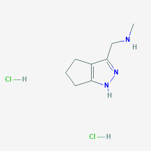 molecular formula C8H15Cl2N3 B1419066 N-methyl-1-(2,4,5,6-tetrahydrocyclopenta[c]pyrazol-3-yl)methanamine dihydrochloride CAS No. 893638-31-8