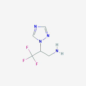 molecular formula C5H7F3N4 B1419152 3,3,3-trifluoro-2-(1H-1,2,4-triazol-1-yl)propan-1-amine CAS No. 1157126-01-6