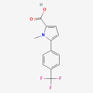 molecular formula C13H10F3NO2 B1419162 1-Methyl-5-[4-(trifluoromethyl)phenyl]pyrrole-2-carboxylic acid CAS No. 1153905-13-5