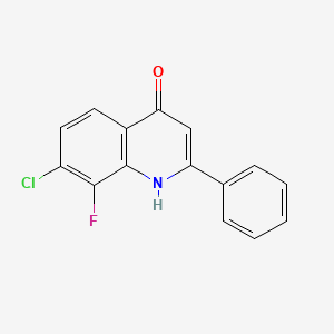 molecular formula C15H9ClFNO B1419192 7-Chloro-8-fluoro-2-phenylquinolin-4(1H)-one CAS No. 867165-00-2
