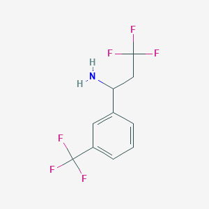 molecular formula C10H9F6N B1419261 3,3,3-Trifluoro-1-[3-(trifluoromethyl)phenyl]propan-1-amine CAS No. 1020972-39-7