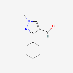 molecular formula C11H16N2O B1419265 3-cyclohexyl-1-methyl-1H-pyrazole-4-carbaldehyde CAS No. 1157401-82-5