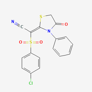 2-(4-chlorobenzenesulfonyl)-2-[(2E)-4-oxo-3-phenyl-1,3-thiazolidin-2-ylidene]acetonitrile