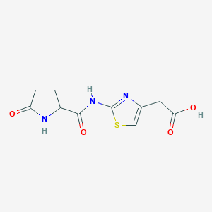 {2-[(5-Oxoprolyl)amino]-1,3-thiazol-4-yl}acetic acid