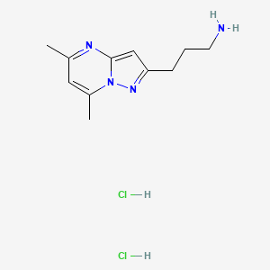 3-{5,7-Dimethylpyrazolo[1,5-a]pyrimidin-2-yl}propan-1-amine dihydrochloride