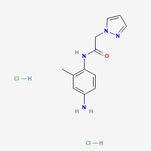 molecular formula C12H16Cl2N4O B1419307 N-(4-amino-2-methylphenyl)-2-(1H-pyrazol-1-yl)acetamide dihydrochloride CAS No. 1193389-12-6