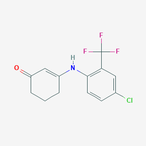 molecular formula C13H11ClF3NO B1419312 3-{[4-Chloro-2-(trifluoromethyl)phenyl]amino}cyclohex-2-en-1-one CAS No. 1217863-05-2