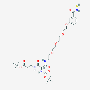 molecular formula C30H48N4O11S B1419314 tert-Butyl 14-(N-Boc-amino)-1-[3-(mercaptocarbamoyl)phenoxy]-13,15-dioxo-3,6,9-trioxa-12,16-diazanonadecan-19-oate CAS No. 1076199-60-4