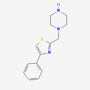 molecular formula C14H17N3S B1419360 1-[(4-Phenyl-1,3-thiazol-2-yl)methyl]piperazine CAS No. 1040631-43-3